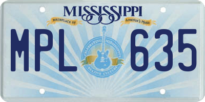 MS license plate MPL635