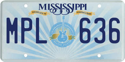 MS license plate MPL636