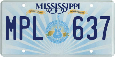 MS license plate MPL637