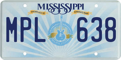 MS license plate MPL638