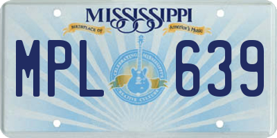 MS license plate MPL639