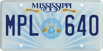 MS license plate MPL640