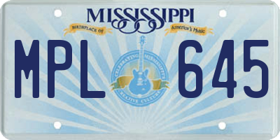 MS license plate MPL645