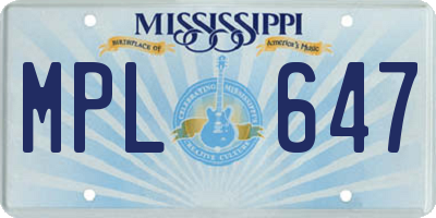 MS license plate MPL647