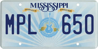 MS license plate MPL650