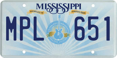 MS license plate MPL651