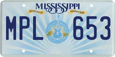 MS license plate MPL653