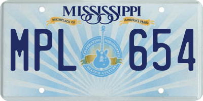 MS license plate MPL654
