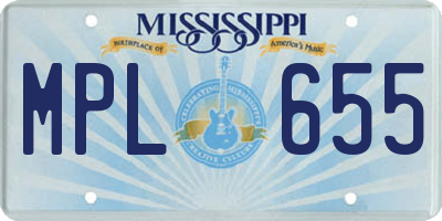 MS license plate MPL655