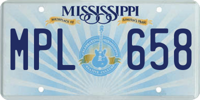 MS license plate MPL658