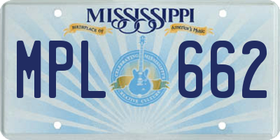 MS license plate MPL662