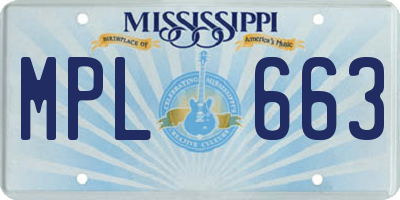 MS license plate MPL663