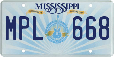 MS license plate MPL668