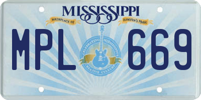 MS license plate MPL669