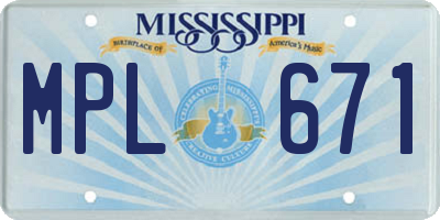 MS license plate MPL671