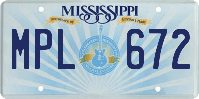 MS license plate MPL672