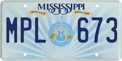 MS license plate MPL673