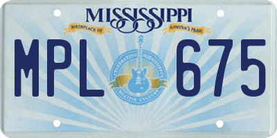 MS license plate MPL675