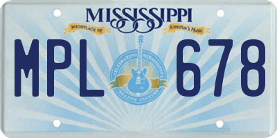MS license plate MPL678