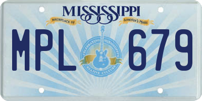 MS license plate MPL679