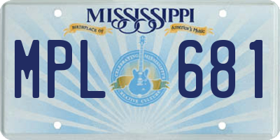 MS license plate MPL681