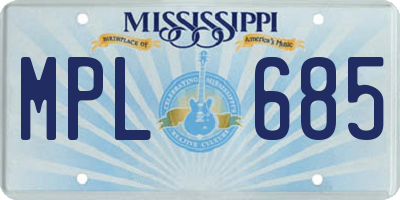 MS license plate MPL685