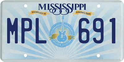 MS license plate MPL691