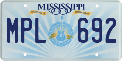MS license plate MPL692