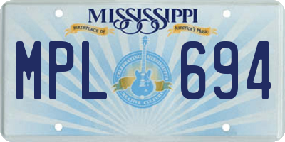 MS license plate MPL694