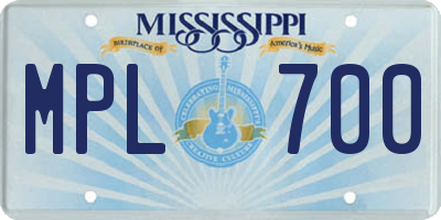 MS license plate MPL700