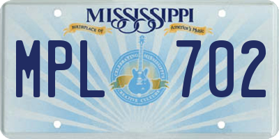 MS license plate MPL702