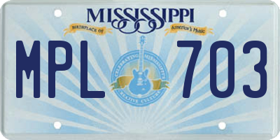 MS license plate MPL703