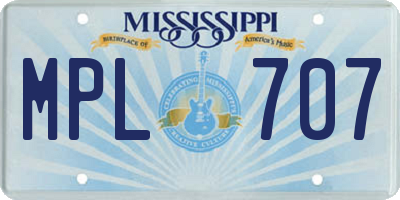 MS license plate MPL707