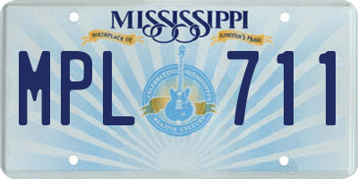 MS license plate MPL711