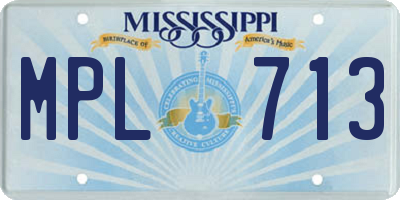 MS license plate MPL713