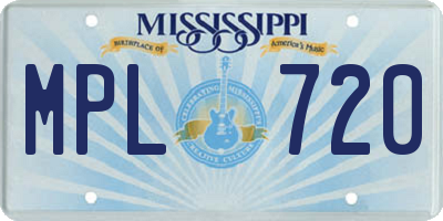 MS license plate MPL720