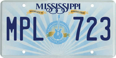 MS license plate MPL723