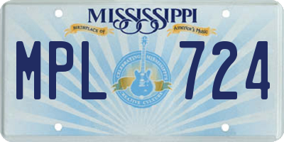 MS license plate MPL724