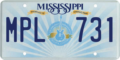 MS license plate MPL731