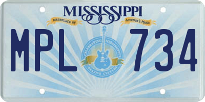 MS license plate MPL734
