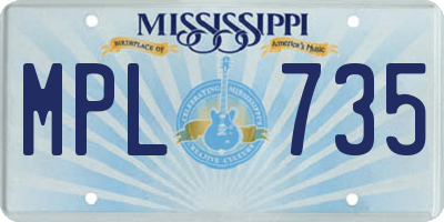 MS license plate MPL735
