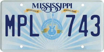 MS license plate MPL743