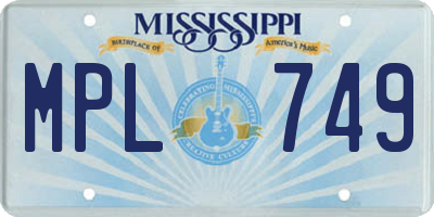 MS license plate MPL749