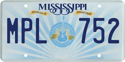 MS license plate MPL752