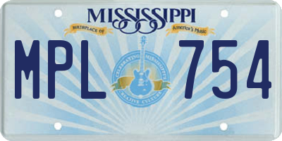 MS license plate MPL754