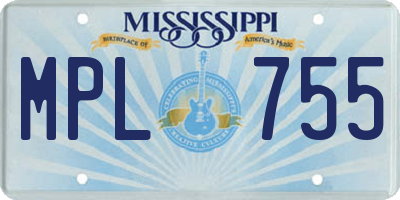 MS license plate MPL755