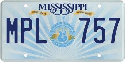 MS license plate MPL757