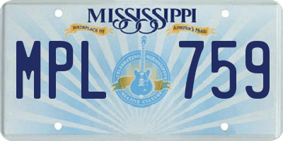 MS license plate MPL759
