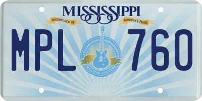 MS license plate MPL760