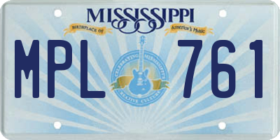 MS license plate MPL761
